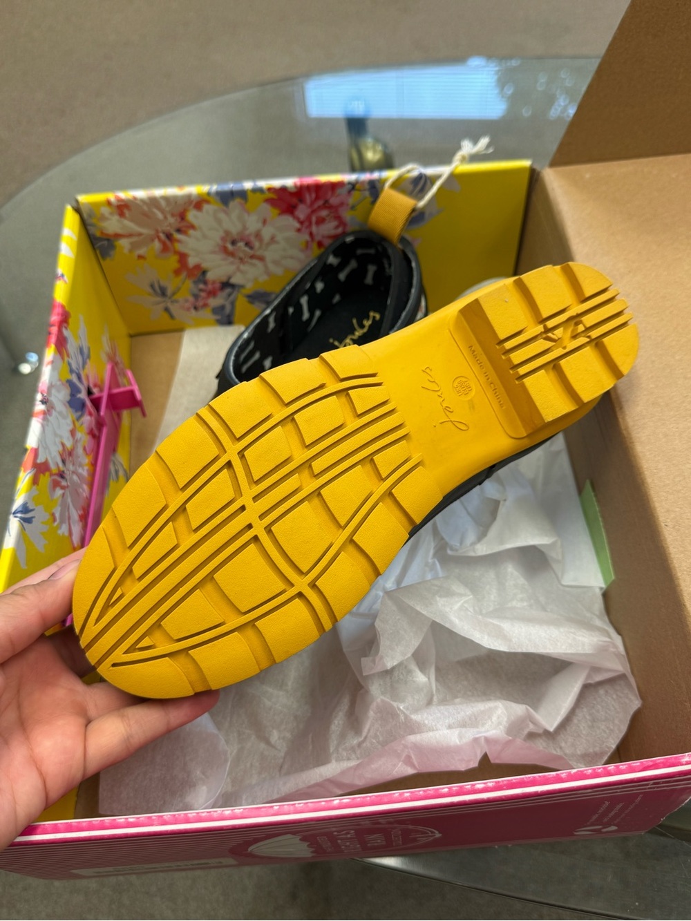 Joules Women’s Black Dog-Print Rain Clogs Size 7 - Picture 3 of 6